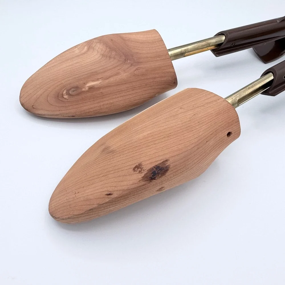 Vintage 1960s 70s Rochester Shoe Tree Co Shoe Keepers Wood Metal USA Pair MCM